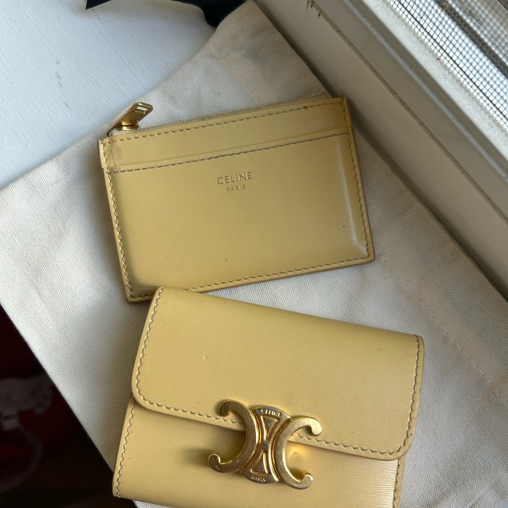 Celine Yellow Leather Compact Wallet - Picture 5 of 11